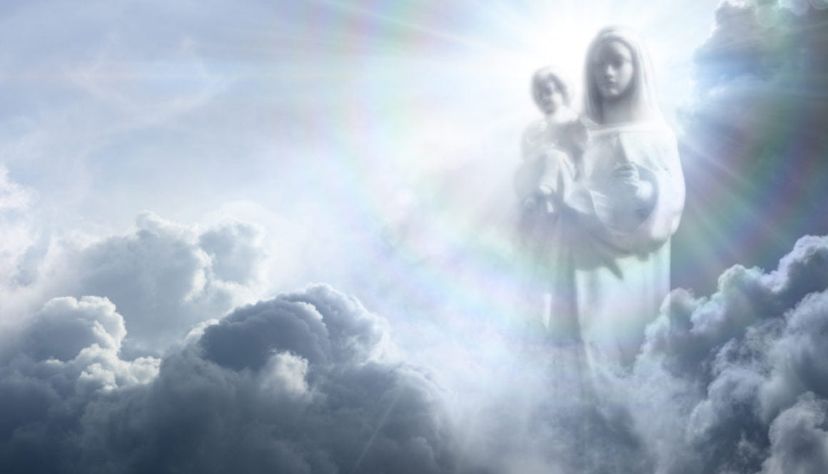 Apparition Of The Virgin Mary And Baby Jesus In The Clouds