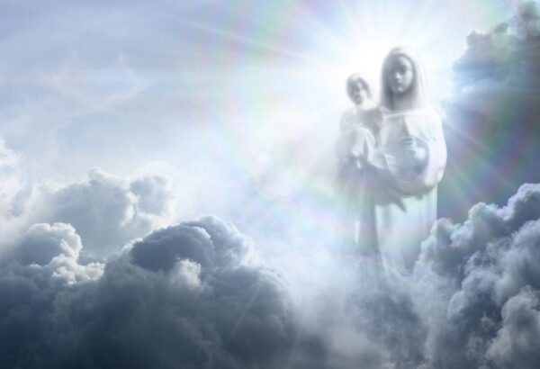 Apparition Of The Virgin Mary And Baby Jesus In The Clouds