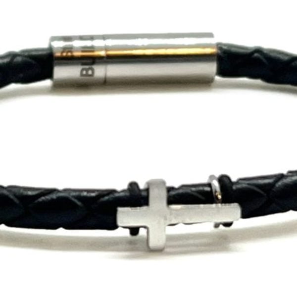 Women's Cross Braided Leather Cord Bracelet