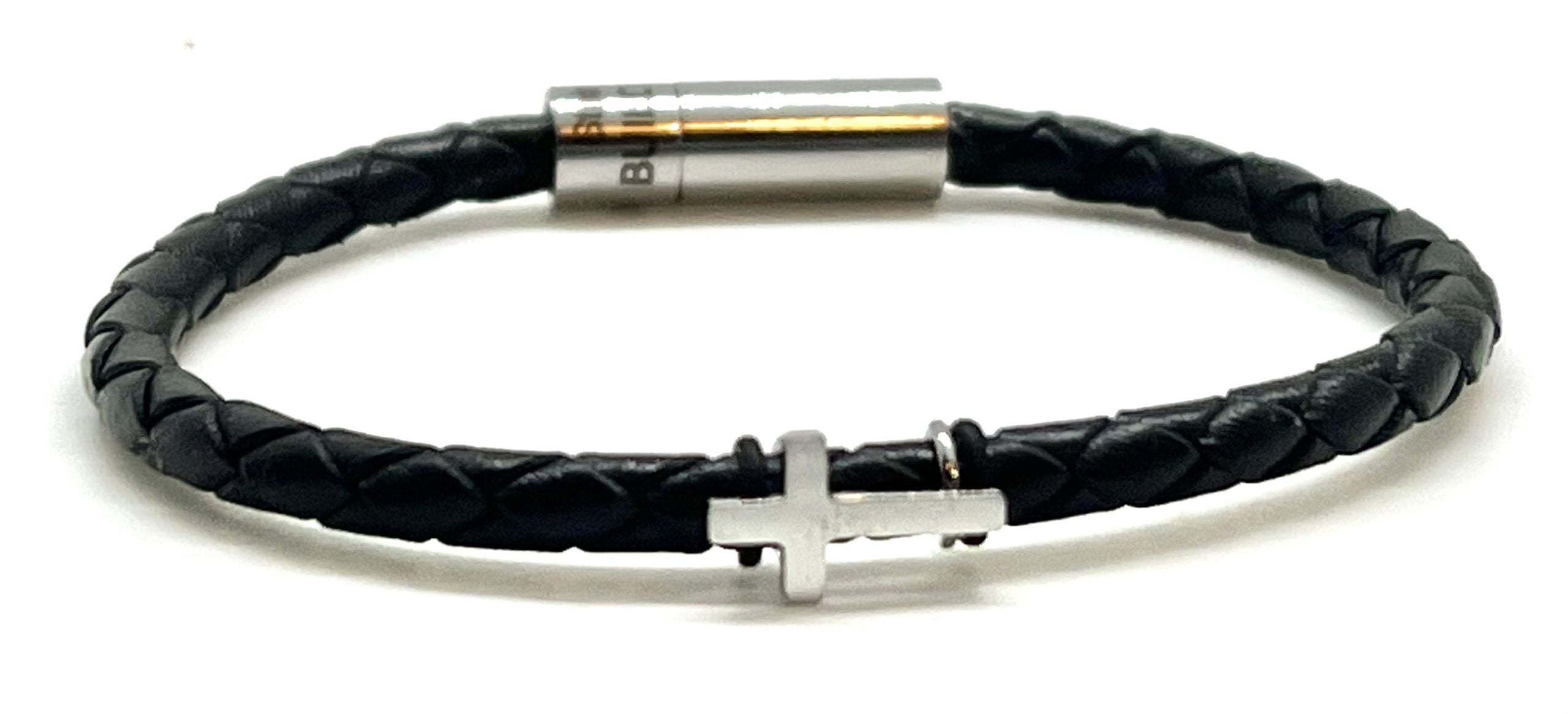 Women's Cross Braided Leather Cord Bracelet